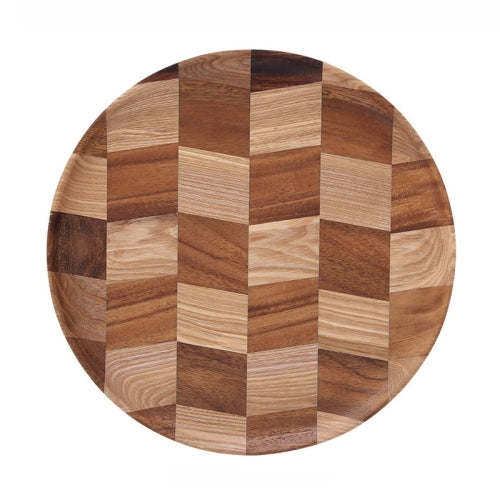 Wooden Tray Dinner Plate Household Fruit Cake Dessert Plate Wooden Dish Round 27cm