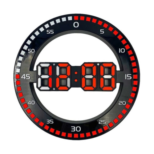 DS-3688L Living Room 3D Wall Clock Big Screen LED Electronic Clock, Colour: Second Light Black+Red