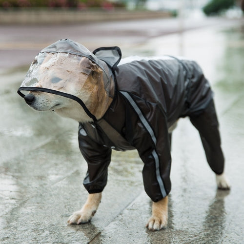 Dog Raincoat Four Foot Waterproof Transparent Reflective Poncho, Size: S(Matte Black)