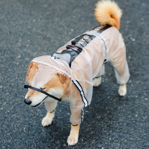 Dog Raincoat Four Foot Waterproof Transparent Reflective Poncho, Size: XL(Matte White)
