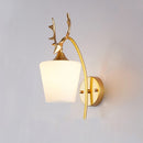 LED Glass Wall Bedroom Bedside Lamp Living Room Study Staircase Wall Lamp, Power source: 12W Tri-color Light(3030 Golden Milk White)