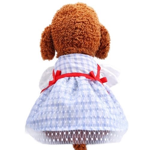 Dog Cat Spring And Summer Clothes Pet Skirt, Size: XS(Red Ribbon Blue Griffine Skirt)
