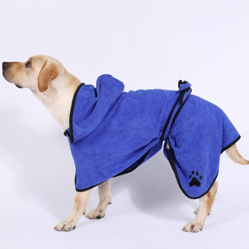 Dog Water Absorbing Towel Cat Bath Towel Bathrobes Pet Supplies M(Blue)