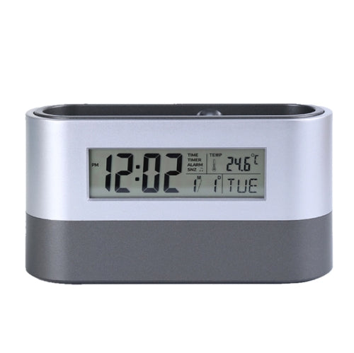 2078 Pen Holder LCD Electronic Clock Digital Office Display Temperature Alarm Clock(Black)