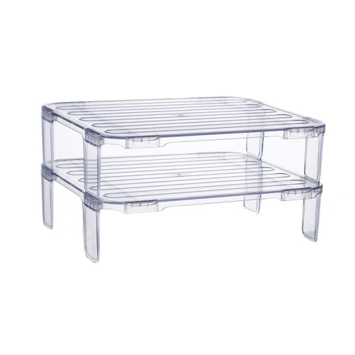Stackable Refrigerator Tiered Shelf Kitchen Compartment Dish Dtorage Rack(Transparent)