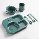 6 in 1 Children Tableware Set Household Anti-fall Meal Partition Plate(Green)
