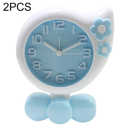 2 PCS DC008 Child Small Flower Styling Alarm Clock Bed Night Lights Clock(Blue)