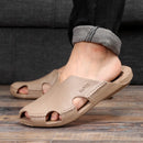 2 PCS Summer Outdoor Beach Sandals Men Wear-Resistant PVC Slippers, Size: 40(Bound Feet Khaki)