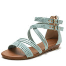 Ladies Summer Wedge Sandals Open-Toe Thick-Soled Roman Style Sandals, Size: 38(Light Green)