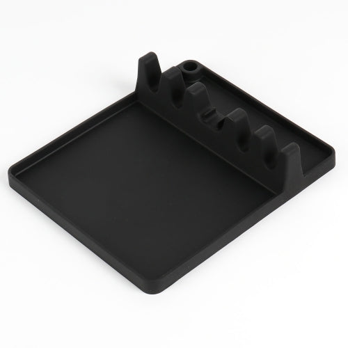 2 in 1 Kitchen Silicone Spoon Holder Shelf Medium (Black)