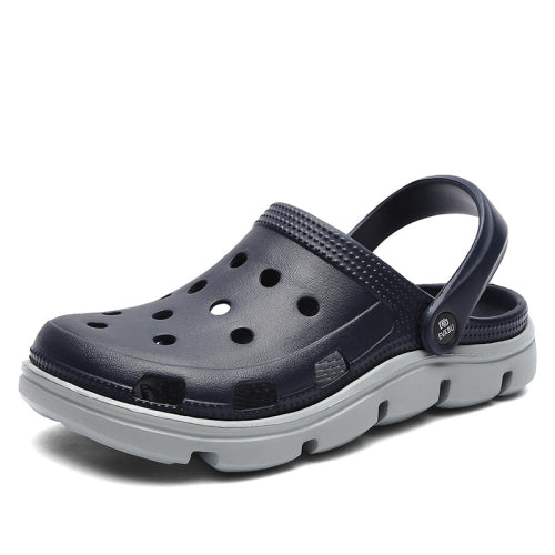 Spring And Summer Soft Bottom Men Beach Shoes Hollow Breathable Travel Sandals Slippers, Size: 41(Dark Blue)