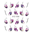3 PCS Nail Sticker Butterfly Flower Water Transfer Decal Nail Art Decoration(STZ508)