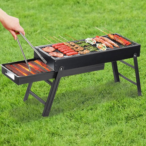 Wrought Iron Barbecue Thickened Folding Barbecue 63.5x42x48cm