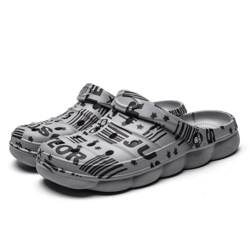Spring And Summer Men EVA Casual Breathable Sandals Letter Beach Shoes Slippers, Size: 38(Gray)