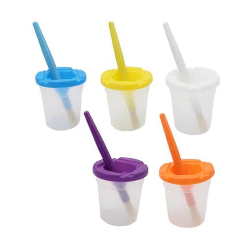 Children Plastic Pen Cup Bristles Graffiti Painting Brush Set, Specification: HB-5 + 5 Light Colors