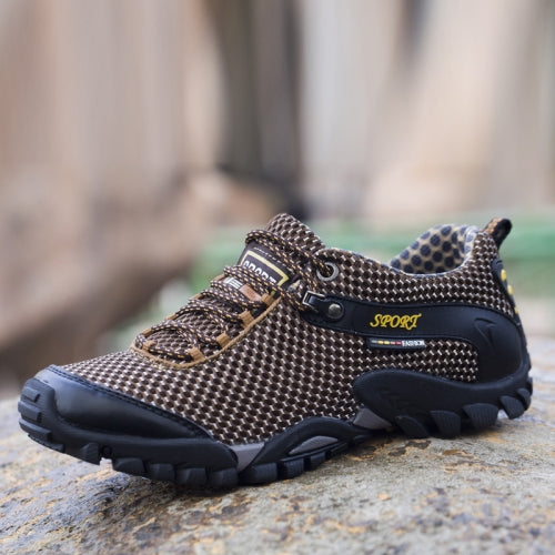 Summer Men Outdoor Sports Shoes Mesh Breathable Hiking Shoes, Size: 41(Brown)