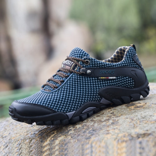 Summer Men Outdoor Sports Shoes Mesh Breathable Hiking Shoes, Size: 45(Lake Blue)