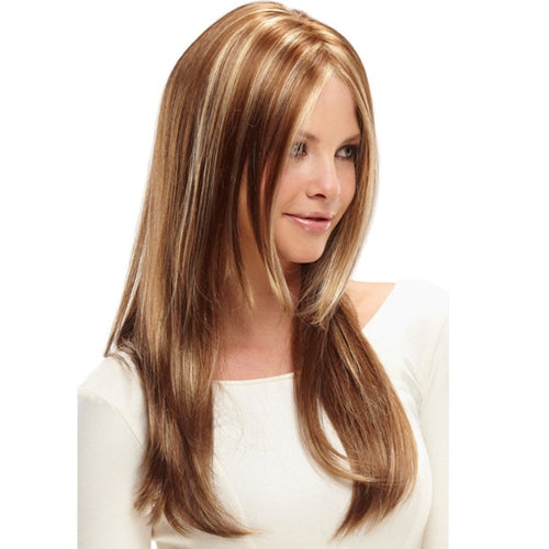 Ladies Long Straight Hair Synthetic Fiber Wig(Brown+Light Gold)