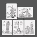 2 Sets Tower System (5PCS / Set) Construction Series Painting Template Theme City A4 Label Template