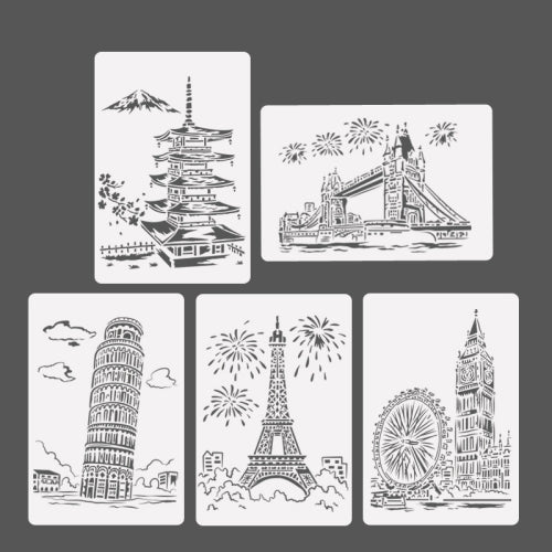 2 Sets Tower System (5PCS / Set) Construction Series Painting Template Theme City A4 Label Template