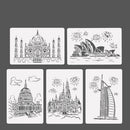 2 Sets Sailing Line(5PCS / Set) Construction Series Painting Template Theme City A4 Label Template