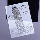 10 PCS 3 Pisa Tower Construction Series Painting Template Theme City A4 Label Template