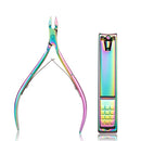 2 Sets 2 In 1 FABIYAN Color Titanium Nail Art Tool Set Dead Skin Shears Steel Push Nail File Pliers