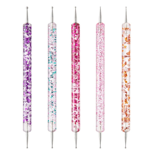 3 PCS 5 In 1 Nail Double-Headed Drill Pen Acrylic Transparent Pole Nail Tool