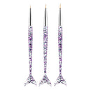 3 PCS 3 in 1 Nail Art Draw Line Abd Light Therapy Pen Fishtail Clear Purple Green Nail Pen, Color Classification: Draw Line Pen