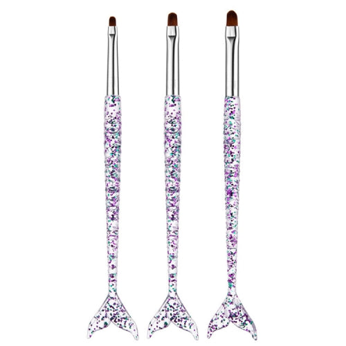 3 PCS 3 in 1 Nail Art Draw Line Abd Light Therapy Pen Fishtail Clear Purple Green Nail Pen, Color Classification: Light Therapy Pen