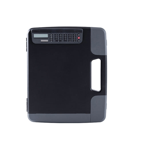 A4 File Box Folder With Calculator Writing Board Data Storage Box(Black )