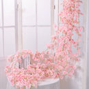 2 PCS Simulation Sakura Rattan Plastic Decorative Flower Vine, Colour: 135 Flowers Light Pink
