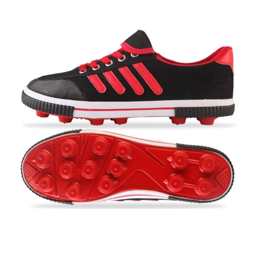 Student Antiskid Football Training Shoes Adult Rubber Spiked Soccer Shoes, Size: 40/250(Black+Red)