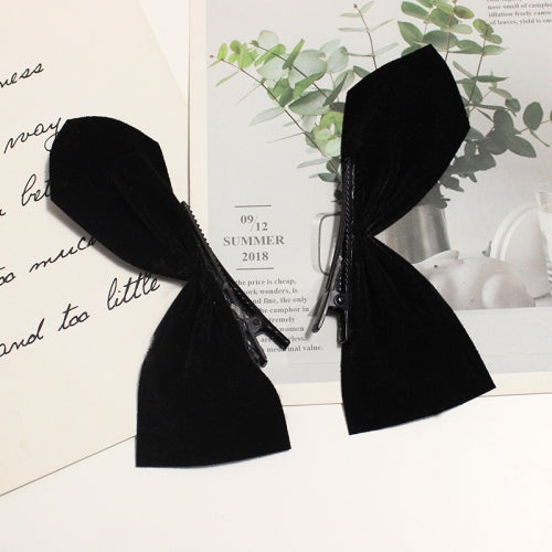 10 Pairs Half Bow Hair Clip Retro Girl Side Duckbill Clip Hair Ornament, Colour: Black