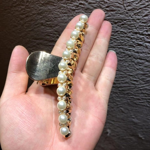 10 PCS Metal Hair Clip Retro Large Hair Clip, Colour: Single Row Pearl