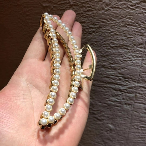 10 PCS Metal Hair Clip Retro Large Hair Clip, Colour: Double Row Pearl Moon