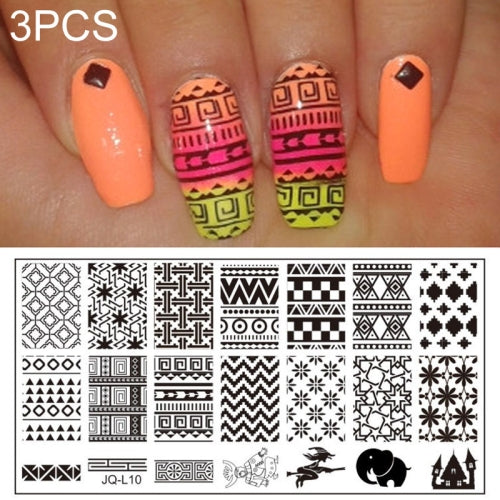 3 PCS Stainless Steel Nail Art Stamp Stamping Image Plate Nail Template Manicure Stencil Tools JQ-L10