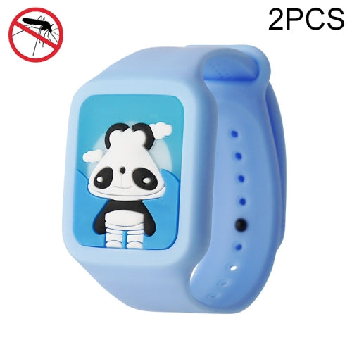 2 PCS Luminous Children Three-Dimensional Cartoon Silicone Anti-Mosquito Bracelet(Blue Panda)
