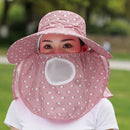 2 PCS Cherry Printing Isolation Cap Sunscreen Face-Covering Outdoor Travel Hat Cap, Colour: Full Cherry (Lotus Pink)