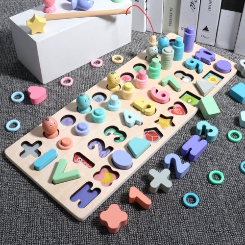 Numbers Cognition Building Blocks Magnetic Fishing Educational Toy For Children, Style: Thick Macaron 5-in-1