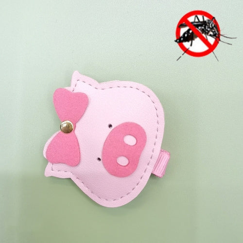 LNS00032 4 PCS Children Cartoon Headdress Mosquito Buckle Summer Outdoor Mosquito Clip(Powder Pig)