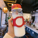 Anti-Scalding Cup Holder Large Capacity Note Paper Invisible Handle Home Glass Cup(Red)