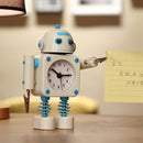 RB2754 Metal Children Cartoon Robot Clock Bedroom Small Alarm Clock(White Blue)