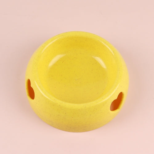3 PCS Dog Bowls Plastic Love Single Bowl Pet Bowl Cat Food Bowl Small(Yellow)