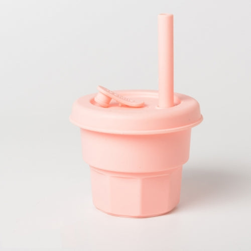 Children Silicone Straw Cups Drop And High Temperature Resistant Water Cups Pink(300ml)