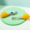 2 Sets Baby Training Short Handle Eating Spoon Children Stainless Steel Spoon Tableware(Yellow UFO + Color Box)