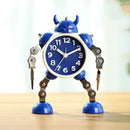 Children Cartoon Metal Deformed Robot Alarm Clock(Deep Blue)