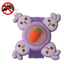 2 PCS Cartoon Rotating Luminous Mosquito Bracelet Children Silicone Summer Outdoor Mosquito Waterproof Slap Ring(Purple Rabbit)