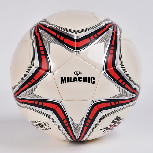 MILACHIC Big Five-pointed Star Pattern Explosion-Proof PU Leather Competition Training Football, Football size: Number 4 ( For 5-7 People)