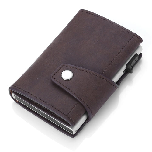 Retro PU Leather Anti-Theft Swipe Card Wallet(Brown)